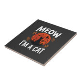 Carreau Graphisme de silhouette de chat de lune drôle d'Ha (Côté)
