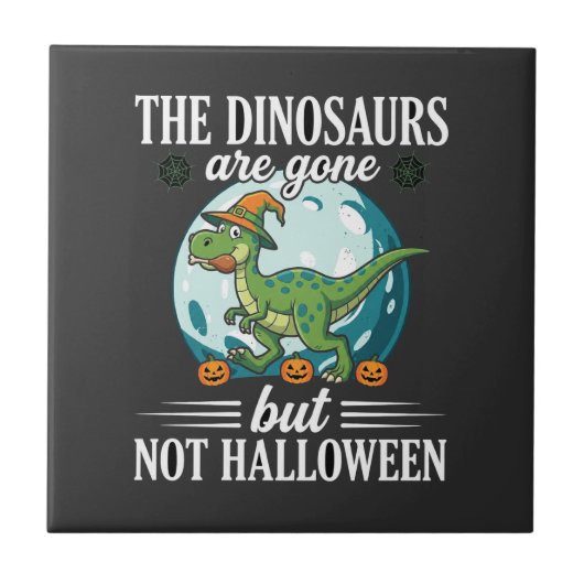 Carreau Graphisme de sorcière d'Halloween de dinosaure drô (Devant)