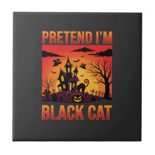 Carreau Graphisme Halloween Je suis un chat noir Maison ha