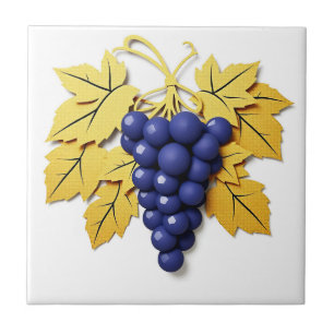 Carreau Grappe de raisins de style découpe papier avec élé