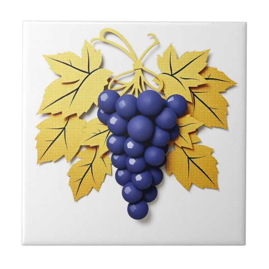 Carreau Grappe de raisins de style découpe papier avec élé (Devant)