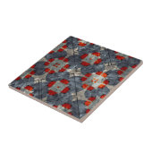 Carreau Gras Crimson rouge et bleu Abstrait au milieu du s (Côté)