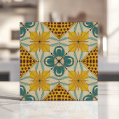 Carreau Gras jaune et Turquoise géométrique rétro