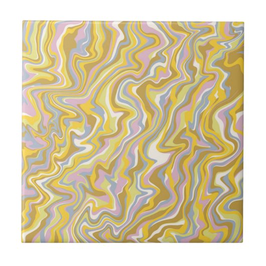 Carreau Gras moderne Abstrait marbre vert Wavy Stripe (Devant)