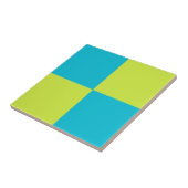 Carreau Gras Turquoise Neon Green Checkerboard Moderne (Côté)