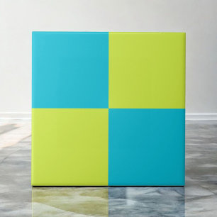 Carreau Gras Turquoise Neon Green Checkerboard Moderne