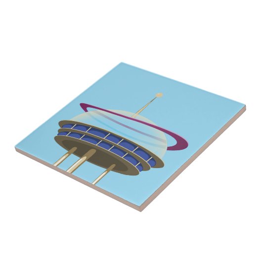 Carreau gratte-ciel de science-fiction rétro (Côté)