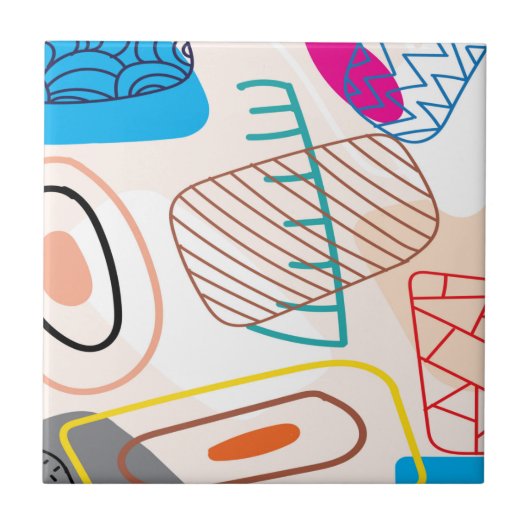 Carreau Gravure Abstraite aux couleurs pastel (Devant)