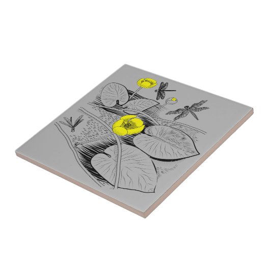 Carreau Gravure de nénuphars (Côté)