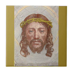 Carreau Gravure du visage du Christ de Claude Mellan en 16