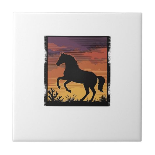 Carreau Gravure occidentale silhouette de cheval au couche (Devant)