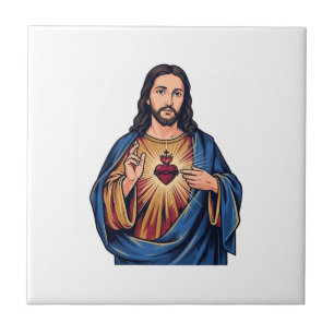 Carreau Gravure Vintage Cœur Sacré Vecteur Religieux De