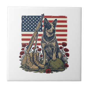 Carreau Gravure vintage commémorative patriotique Blue Hee