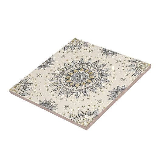 Carreau Gray Gold Mandala Pattern (Côté)