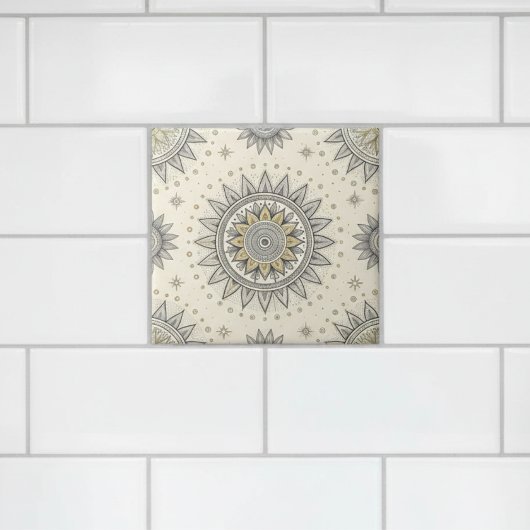 Carreau Gray Gold Mandala Pattern