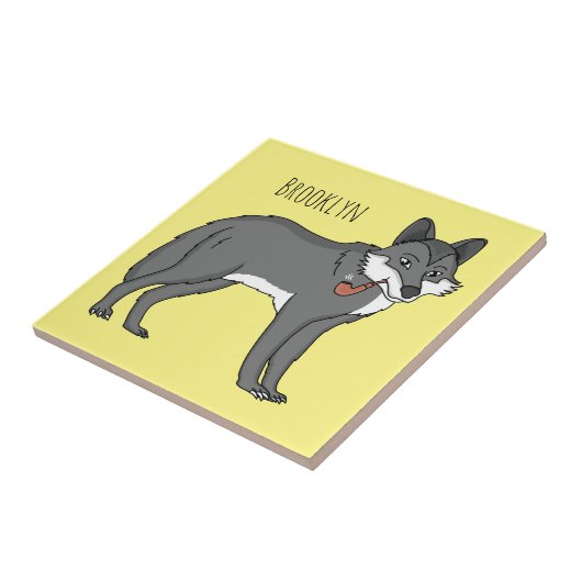 Carreau Gray wolf with pipe cartoon (Côté)