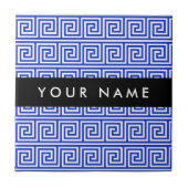Carreau Grec Meander Key Blue, Votre Nom, Personnaliser (Devant)