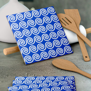 Carreau Grec Meander Key Waves Motif Bleu