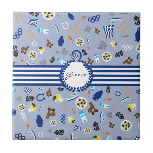 Carreau Grèce : objets célèbres du pays (Devant)