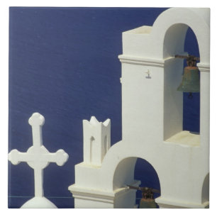 Carreau Grèce, Santorin. Vue d'une église grecque et