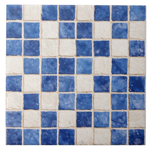 Carreau Greek Blue Mosaic Squares Ceramic Tile  (Devant)