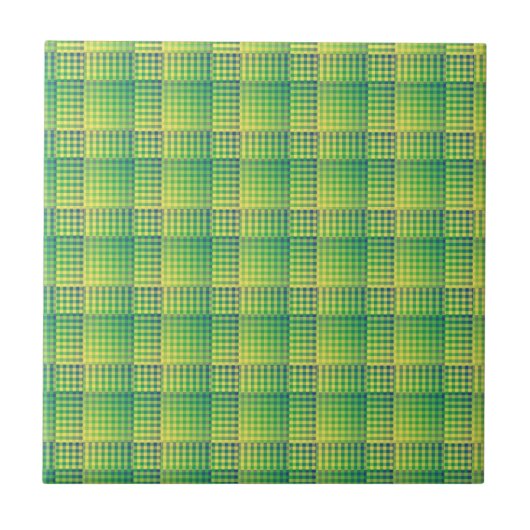 Carreau Green Blue Checker Abstract Pattern (Devant)