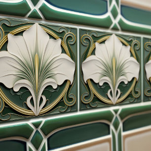Carreau Green Calla Lily Backsplash Repro Art Nouveau