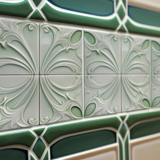 Carreau Green Calla Lily Backsplash Repro Art Nouveau