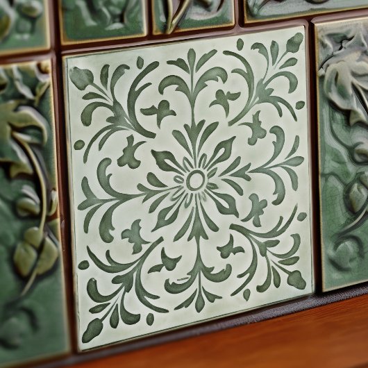 Carreau Green Calla Lily Backsplash Repro Art Nouveau