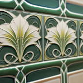 Carreau Green Calla Lily Backsplash Repro Art Nouveau