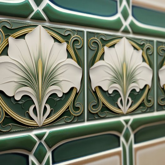 Carreau Green Calla Lily Backsplash Repro Art Nouveau