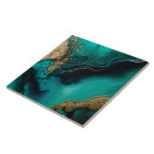 Carreau Green Gold Glitter Marbled Agate Ceramic  (Côté)