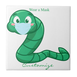 Carreau Green Kawaii Worm Thunder_Cove