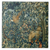 Carreau GREENERY, FOREST ANIMALS Pheasant, Fox, Green Flor (Devant)