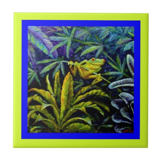 Carreau Grenouille d'arbre d'or observée par rouge par des (Devant)