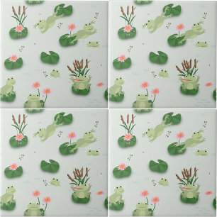 Carreau Grenouilles Mignonnes dans une Crèche d'Étang de N