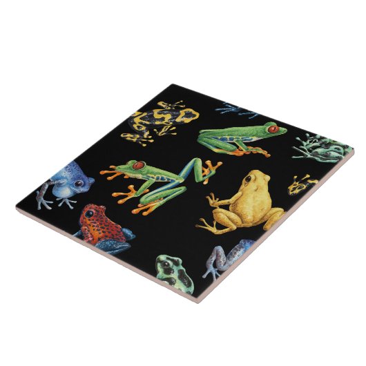 Carreau Grenouilles sur noir (Côté)