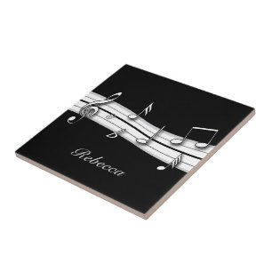 Carreau Grey black and white musical notes score