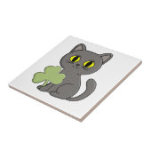 Carreau Grey Cat Shamrock Clover Charm (Côté)