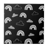 Carreau Grey Clouds and Rainbows on Black Ceramic Tile (Devant)