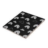 Carreau Grey Clouds and Rainbows on Black Ceramic Tile (Côté)