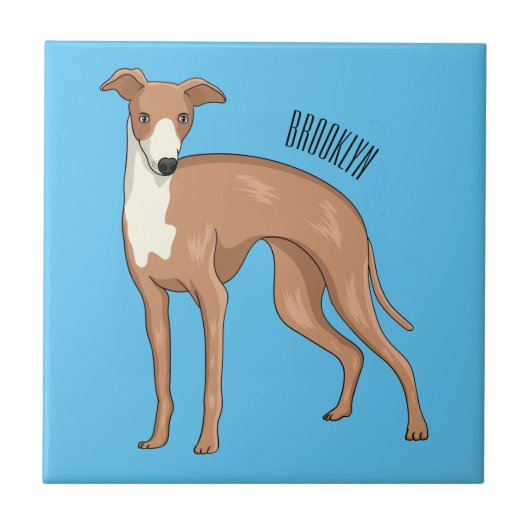 Carreau Greyhound dog cartoon illustration (Devant)