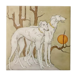 Carreau « Greyhounds in Winter » par Marjorie Miller