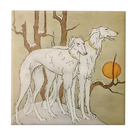 Carreau « Greyhounds in Winter » par Marjorie Miller (Devant)