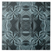 Carreau Grille fractale moderne Bleu floral Beauté (Devant)