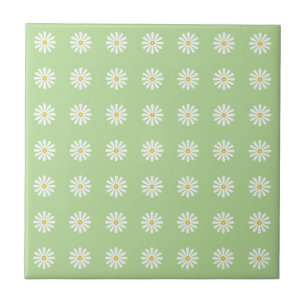 Carreau Grille motif de petites marguerites sur vert clair