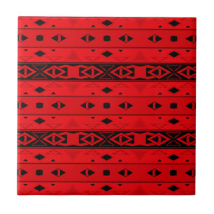 Carreau Grilles et formes géométriques rouge noir