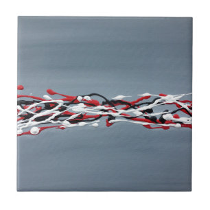 Carreau Gris art abstrait rouge et noir