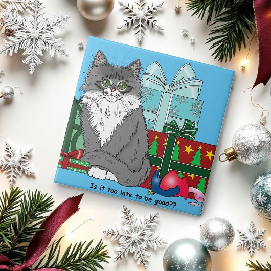 Carreau Gris blanc Noël Kitten