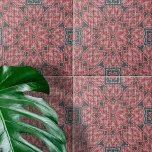 Carreau Gris blanc rouge texturé symétrique géométrique<br><div class="desc">Il s'agit d'une belle tuile en céramique qui présente une symphonie de design et de couleur. Le carrelage est orné d'un motif élaboré de motifs floraux rouges, dessinés en blanc, qui se démarquent par rapport à un arrière - plan texturé gris foncé. Chaque fleur est minutieusement conçue avec des motifs...</div>